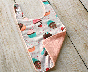 Cupcakes Grey Long Bib