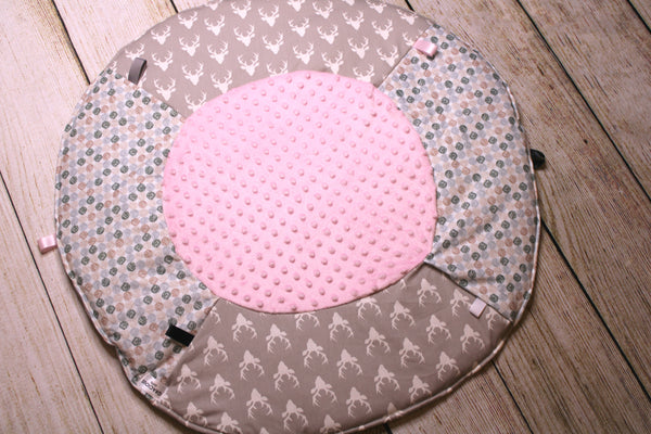 Deer Grey Pink Dots Travel Playmat