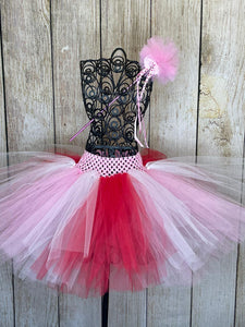 Festive Valentines Red White and Pink Tutu and Magical Wand
