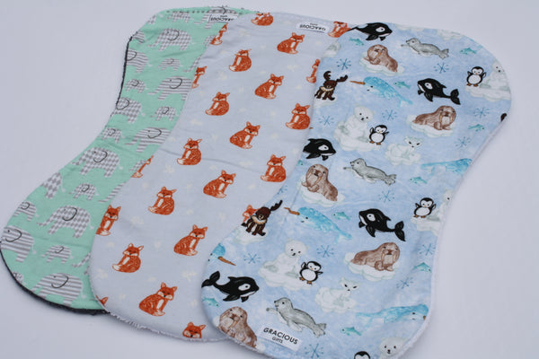 Burp Cloth Set - Elephant/Fox/Arctic