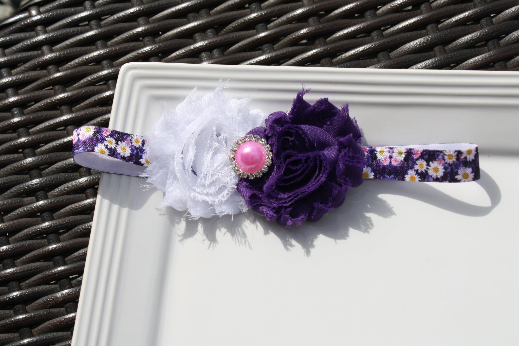 Headband - Purple Floral w/ Bling