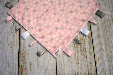 Pink Heart Taggy Blanket
