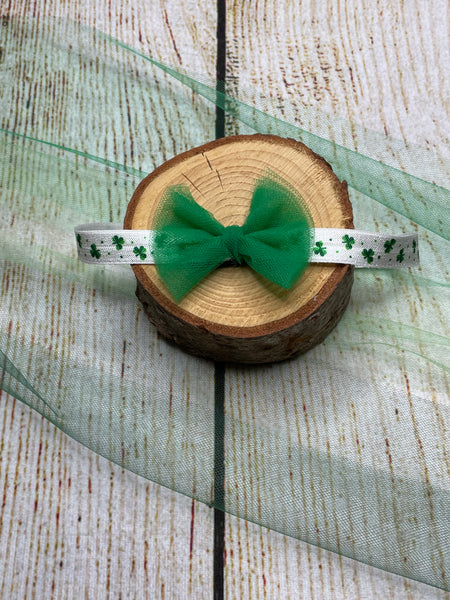 Medium Green Bow with Clover Headband