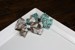 Pinwheel clip - Brown Butterfly/Turquiose Brown Paisley