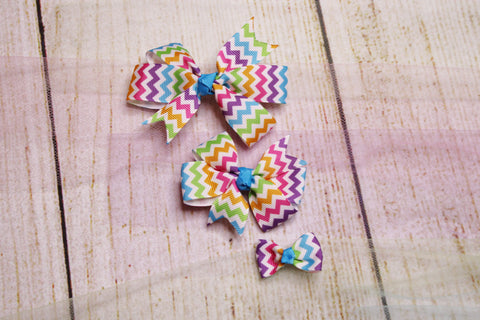 Pinwheel Colourful Chevron Small Meium and Large Clips (set of 3)