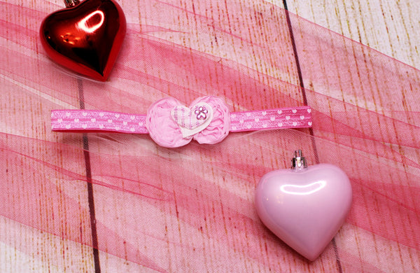Pink Polka Dot Heart Headband