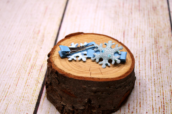 Snowflake with Blue Ribbon Clips