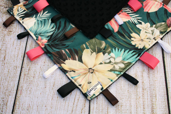 Tropical Floral Taggy Blanket