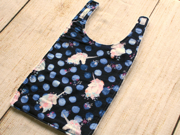 Unicorn Navy Long Bib