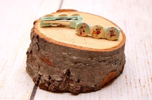 Vintage Snowman and Reindeer Button Clips