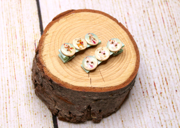 Vintage Snowman and Reindeer Button Clips